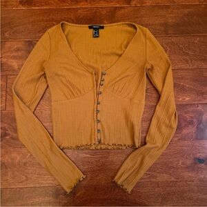 Forever 21 Mustard Button-Down Ribbed Shirt